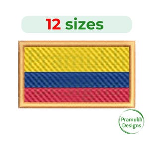 Colombia Flag Embroidery Design. small country flag embroidery. Colombian embroidery. Colombia flag embroidery file. Flag Embroidery.