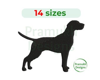 Stickdatei Pointer (1–20 cm) - Mini Pointer, Silhouette, Englischer Pointer, Welpe, Tier Stickerei, Instant Download