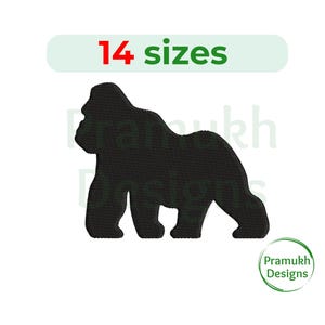 Gorilla Embroidery design. Gorilla Silhouette Design. Mini Gorilla. Machine Embroidery Design. Monkey Embroidery. Gorilla Filled stitch.