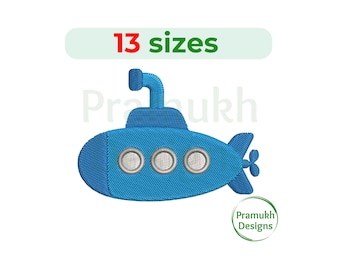 Diseño de bordado de submarino (1,5-7,5 pulgadas): bordado a máquina, descarga instantánea de archivo digital