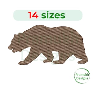 Może przedstawiać: Haftowany wzór brązowego niedźwiedzia idącego, dostępny w 14 rozmiarach.