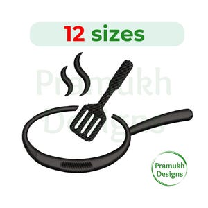 Frying Pan Embroidery Design. Frying Pan mini design. Frying Pan Silhouette. Machine Embroidery Design. Cooking embroidery.