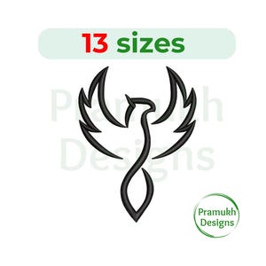 Phoenix Bird Embroidery Design. Phoenix Bird mini design.  Phoenix Bird Silhouette. Machine Embroidery Design. Phoenix embroidery.