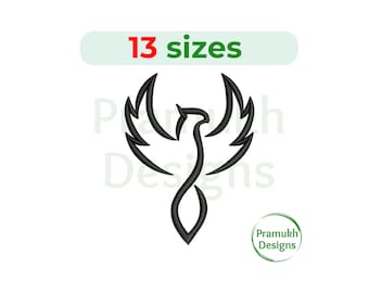 Phoenix Bird Embroidery Design (1.5–7.5 inch) – Mini Phoenix Bird, Phoenix Silhouette, Machine Embroidery, Instant Download Digital File