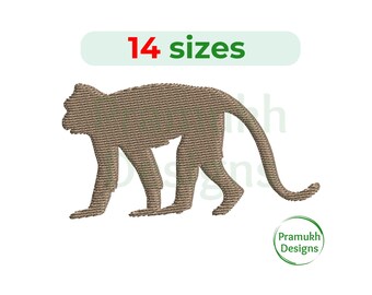Monkey  Embroidery Design (1–7.5 inch) – Mini Monkey Silhouette, Farm Animal, Filled Stitch, Instant Download