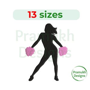 Cheerleader Machine Embroidery Design (1.5–7.5 inch) – Mini Cheerleader, Filled Stitch, Silhouette, Instant Download Digital File
