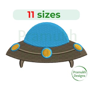 UFO Embroidery Design. Mini UFO . Machine Embroidery Design. UFO Silhouette. Ufo Filled Stitches. Flying Saucer Design. Space Embroidery.