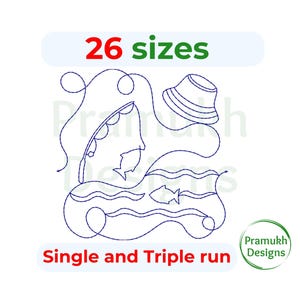 Fishing End to End Quilting Embroidery Design | Edge to Edge Quilt Block for Longarm and Embroidery Machines