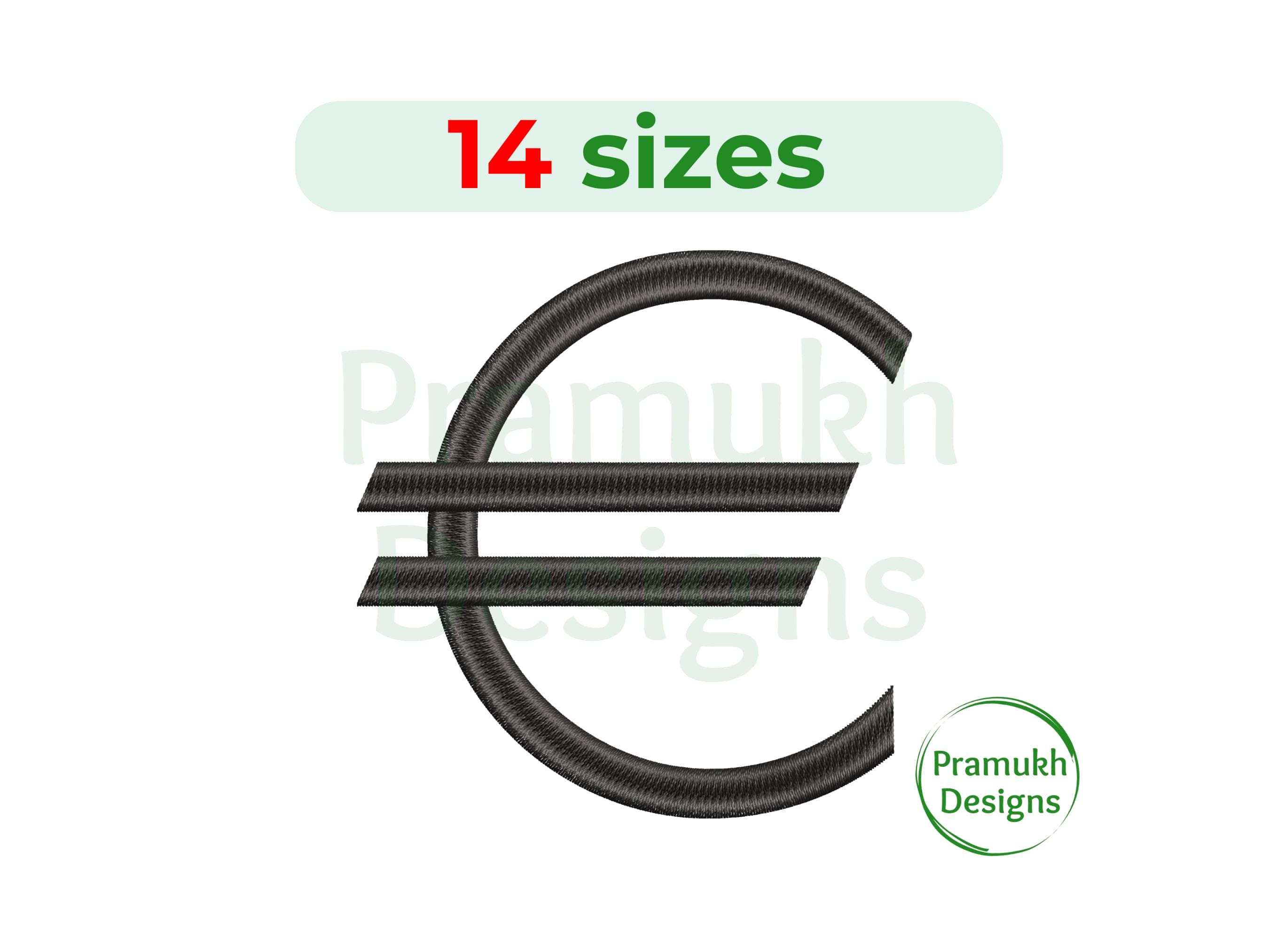 Euro Embroidery Design. Mini Euro Design. Euro Sign embroidery. Euro Symbol design. Euro Silhouette. Machine embroidery design