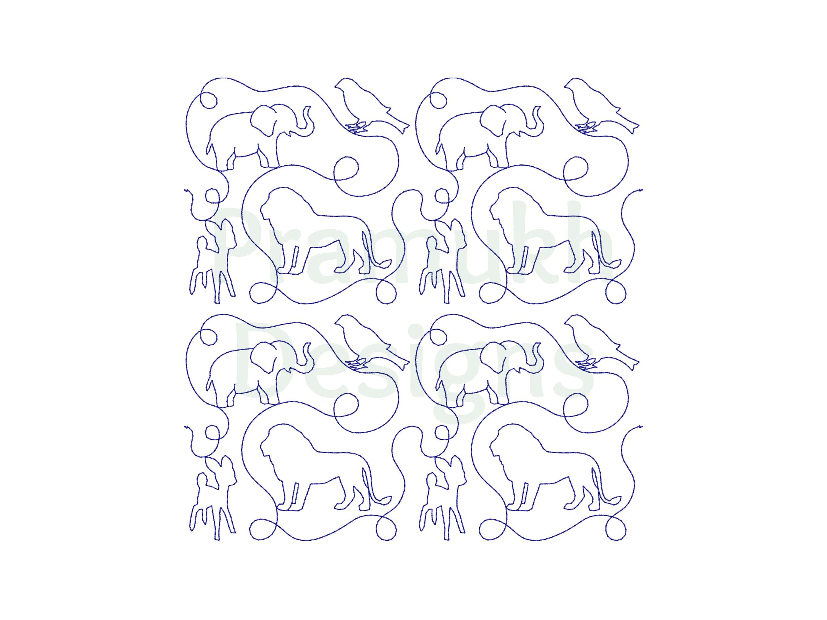 Wild Animals End to End Quilting Embroidery Design | Edge to Edge Quilt ...