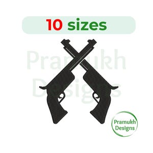 Crossed Revolver Embroidery Design. Revolver mini. Revolver Silhouette. Machine Embroidery Design. Revolver Embroidery.