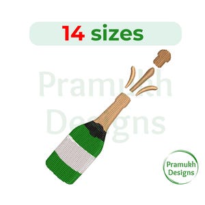 Champagne Bottle Embroidery Design (1–7.5 inch) – Mini Champagne, Silhouette, Machine Embroidery, Instant Download Digital File