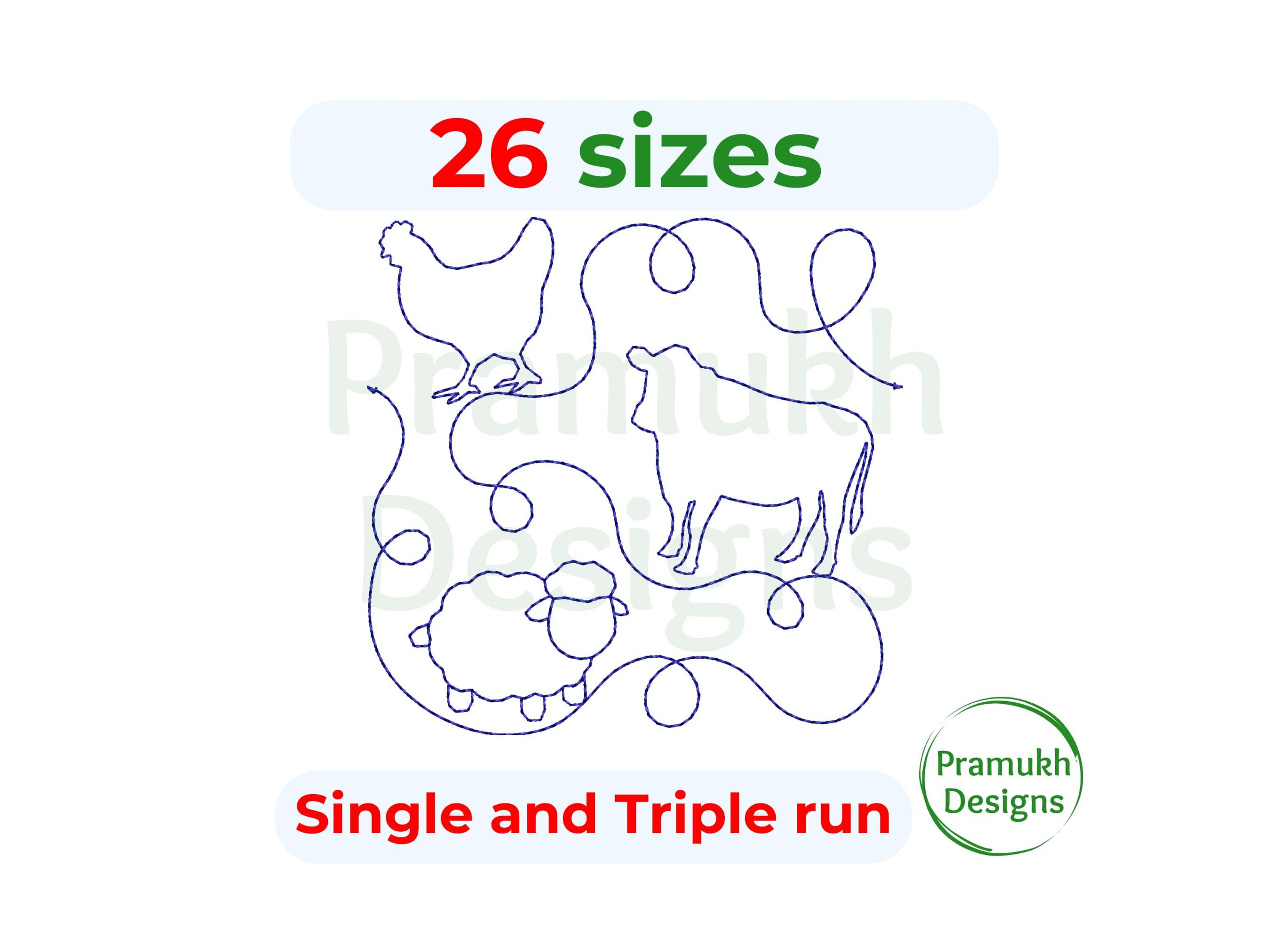 Farm Animals End to End Quilting Embroidery Design | Edge to Edge Quilt ...