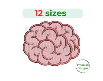 Design de bordado cerebral (2–7,5 polegadas) – Anatomia, Cérebro, Partes do corpo, Bordado à máquina, Download instantâneo de arquivo digital