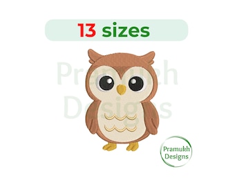 Owl embroidery design (1.5–7.5 inch) – Machine Embroidery, Instant Download Digital File