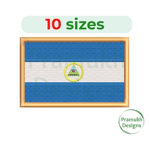 Diseño de bordado de la bandera de Nicaragua (7,5 a 19 cm): mini bandera de Nicaragua, bordado a máquina, archivo digital de descarga instantánea