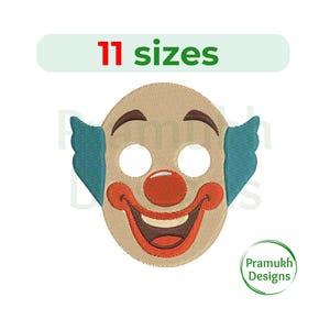 Clown mask embroidery design (2.5–7.5 inch) – Machine Embroidery, Instant Download Digital File