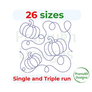 Pumpkin End to End Quilting Embroidery Design | Edge to Edge Quilt Block for Longarm and Embroidery Machines