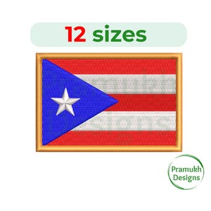 Puerto Rico flag embroidery design. Flag patch embroidery. Puerto Rico embroidery. Flag embroidery Pattern. Machine Embroidery Design.