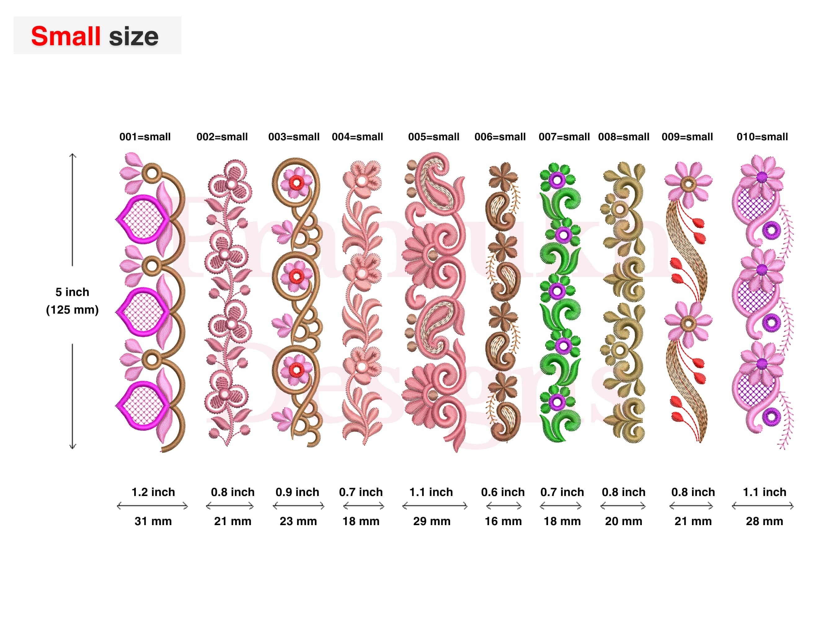 10 Embroidery Border Designs Bundle - 2 Sizes - Instant
