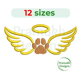 Paw Angel Wings Embroidery Design. Paw Angel Wings mini. Paw Angel Wings Silhouette. Machine Embroidery Design. Paw embroidery.
