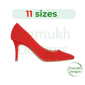 High Heel Shoe Embroidery Design: Stiletto Silhouette (11 Sizes)