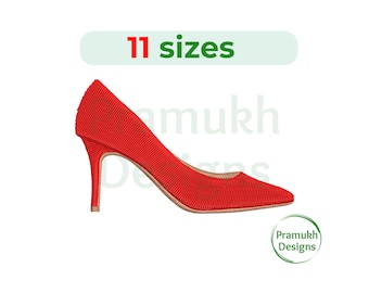 High Heel Shoe Embroidery Design (2.5–7.5 inch) – Stiletto Silhouette, Mini High Heel, Machine Embroidery, Instant Download Digital File