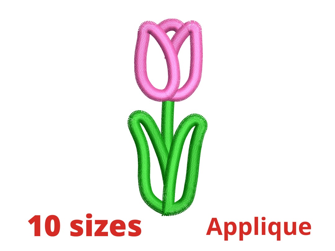 Tulip Applique Embroidery Design. Flower Applique Embroidery Etsy