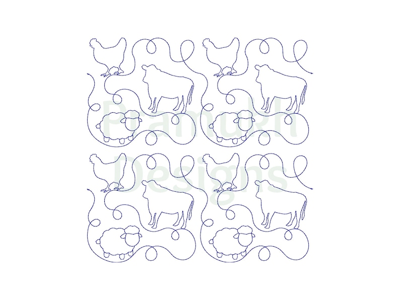 Farm Animals End to End Quilting Embroidery Design | Edge to Edge Quilt ...
