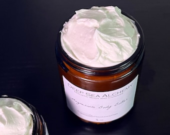 Gepeitschte Magnesium Körperbutter | Nicht fettende, natürliche Feuchtigkeitscreme | Leichte Hautcreme (150 ml)