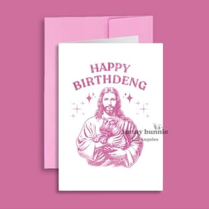 Moo Deng Birthdeng joyeux anniversaire carte de voeux et enveloppe virale drôle esthétique Y2K années 2000 télévision célébrité luxe fan animaux merch girly
