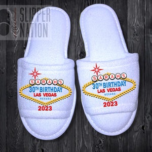 Las Vegas Birthday, Personalized Slippers, Las Vegas Birthday Slippers