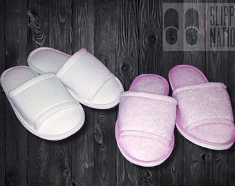 Unisex Adult Slip On Flat Printed Sandals Open Toe Bedroom Hotel House Slippers 