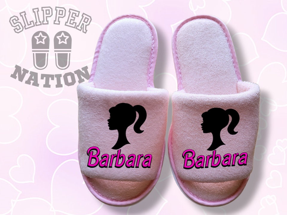 Barbie Womens Repeat Logo Polyester Slippers 