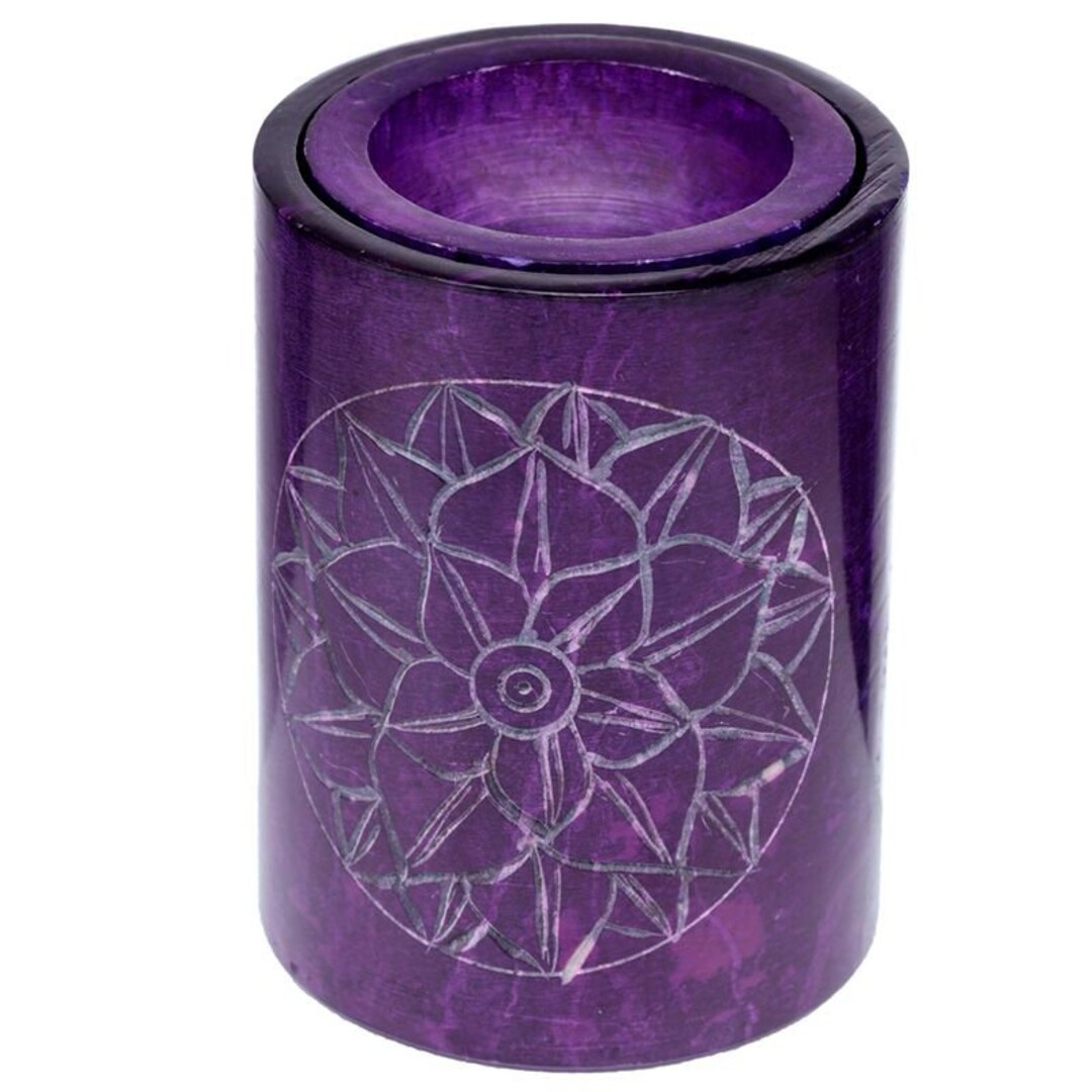 Purple Soapstone Carved Chakra Oil Burner NEW UK - Etsy