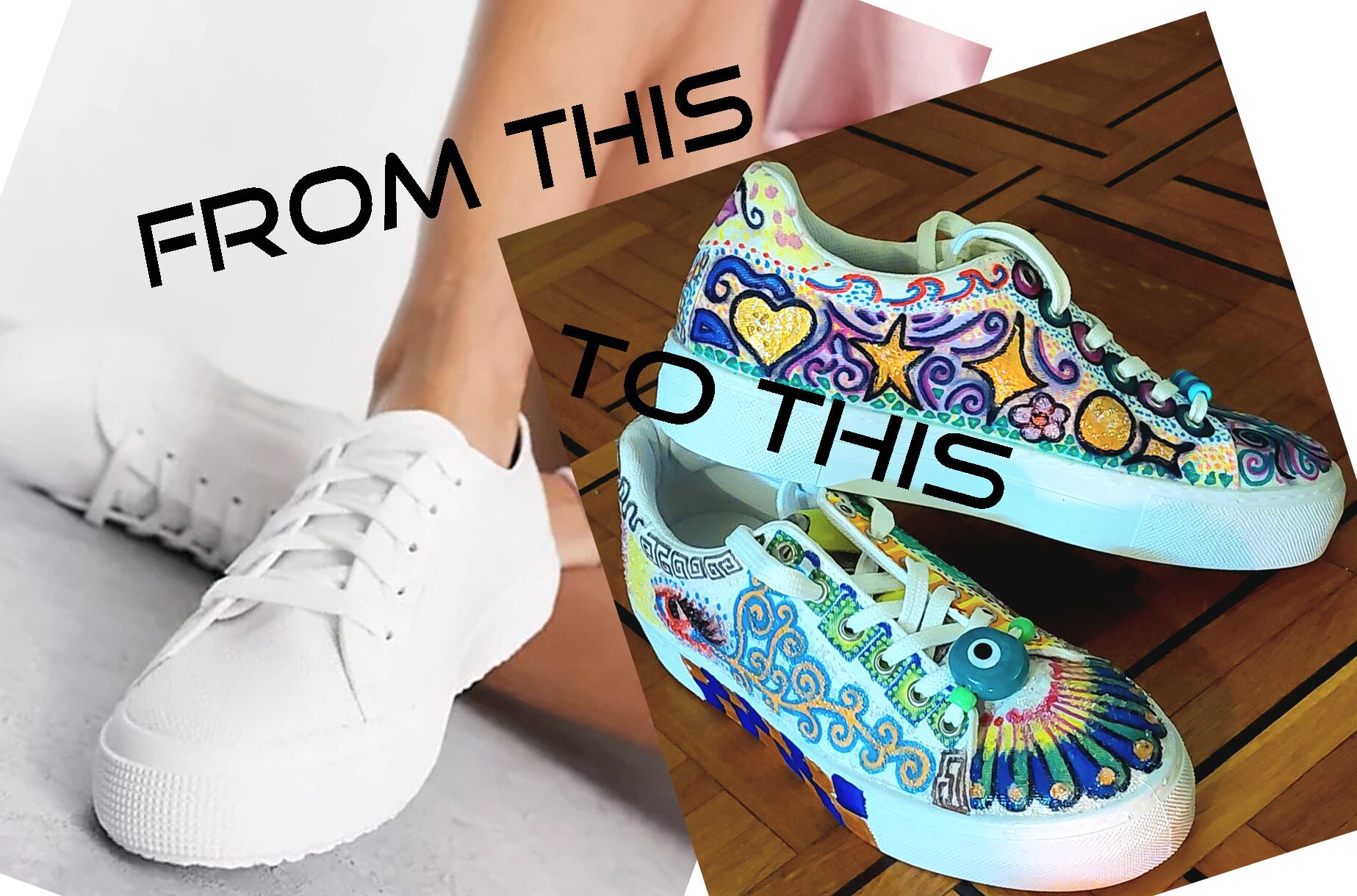 Custom made ART SNEAKERS of Your Choice You Choose the Size and