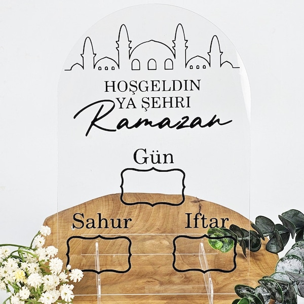 Ramadan Kalender Planer Dekoration aus Acryl zum Beschriften Iftar Sahur Countdown Fastenzeit Ramazan Imsakiye Geschenk Geschenkidee