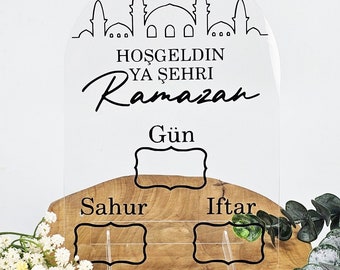 Décoration de planificateur de calendrier du Ramadan en acrylique pour l'étiquetage Iftar Sahur compte à rebours jeûne Ramazan Imsakiye cadeau idée cadeau