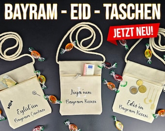 RAMADAN Tasche BAYRAM Kesesi Cantasi EID befüllen für Kinder muslimisch Personalisiert Harclik Zuckerfest Geschenk Hediye Brusttasche Name