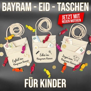 RAMADAN Tasche BAYRAM Kesesi Cantasi EID befüllen für Kinder muslimisch Personalisiert Harclik Zuckerfest Geschenk Hediye Brusttasche Name Ramadan Tasche für Kinder Ramazan Cantasi Islam Bayram Kesesi Bayram Cantasi