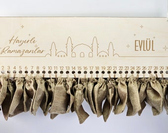 RAMADAN Kalender für KINDER PERSONALISIERT zum Befüllen Geschenk Eid Zuckerfest Bayram Ramazan Decoration Kareem Mubarak Holz Wunschname