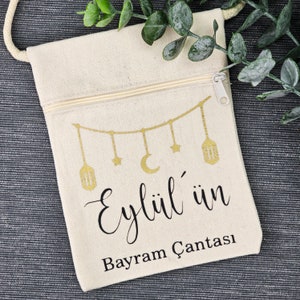 RAMADAN Tasche BAYRAM Kesesi Cantasi EID befüllen für Kinder muslimisch Personalisiert Harclik Zuckerfest Geschenk Hediye Brusttasche Name Ramadan Tasche für Kinder Ramazan Cantasi Islam Bayram Kesesi Bayram Cantasi