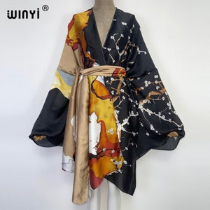 floral print short kimono with belt * peach blossom flower cardigan * abstract sexy leisure wear robe * beach cover up maxi kaftan