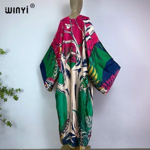 forest painting kimono * tree plant mushroom bird robe * colorful cardigan * cocktail long duster maxi beach cover up Christmas gift