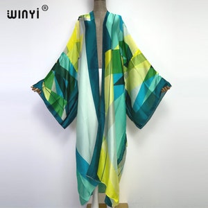 geomatric print Kimono * elegant abtract batwing cardigan * cocktail party long Robe *Gift for her Casual beach cover up * Maxi kaftan
