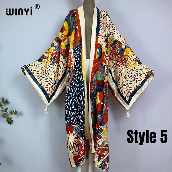 Winyi abstract painting print kimono African wild animal print cardigan * Boho cocktail party long Robe kaftan * Gift for her beach cover up
