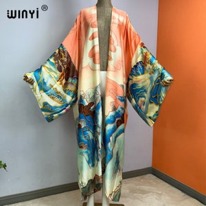 landscape painting Kimono * cloud and mountain cardigan * cocktail party long Robe Christmas gift Casual beach cover up maxi kaftan