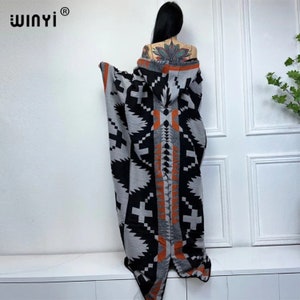 geomatric hooded oversized poncho kimono for Christmas day * thick warm long coat * Loose cardigan robe* Free size outerwear outfit