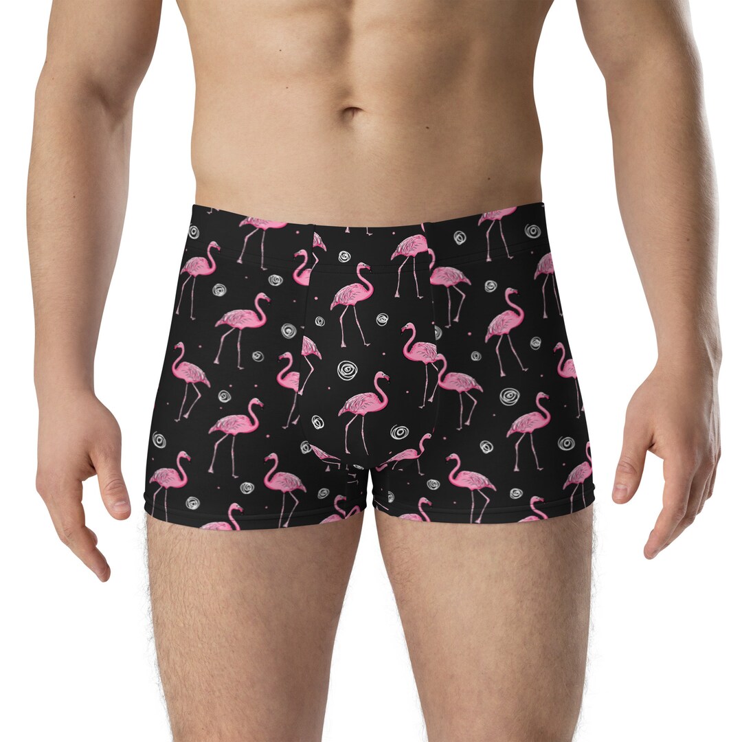 Black Flamingo Boxer Shorts for Men Pink Flamingos Shorts Etsy
