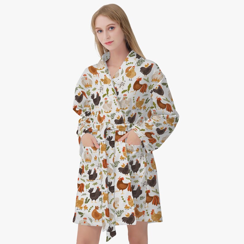 Funny Chicken Robes for Men Women Chicken Pattern Robe Bathrobe Chicken